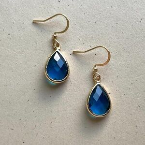 Gold Blue Capri Gemstone Drop Earrings